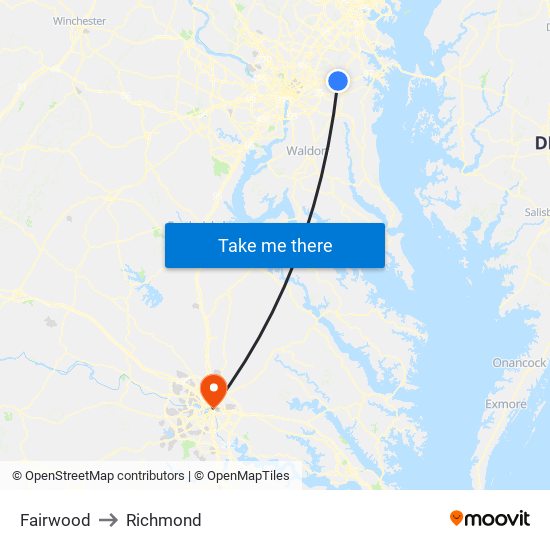 Fairwood to Richmond map