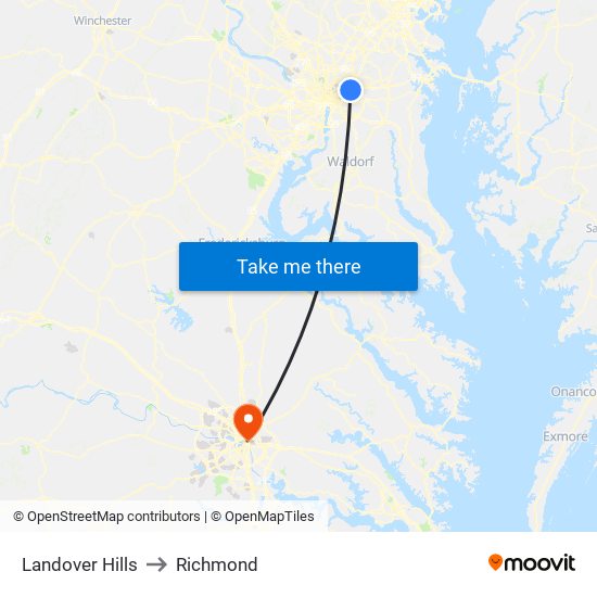 Landover Hills to Richmond map