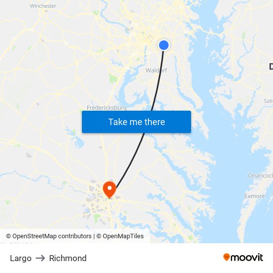 Largo to Richmond map