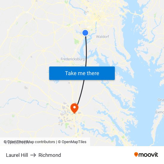 Laurel Hill to Richmond map