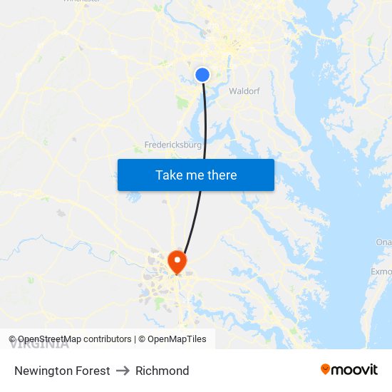 Newington Forest to Richmond map