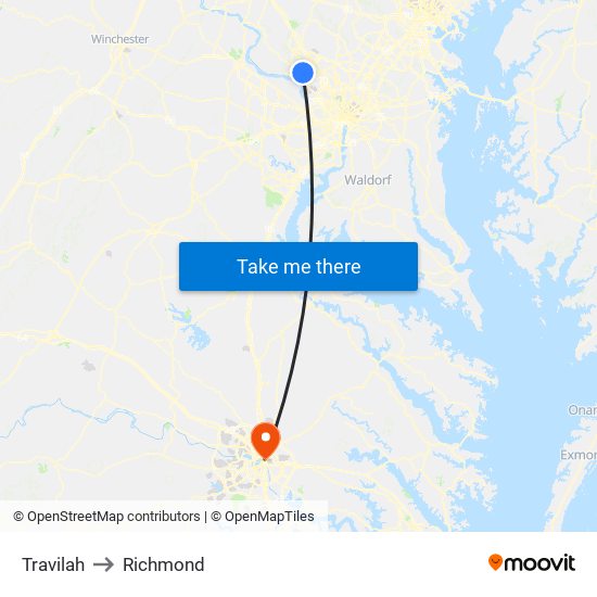 Travilah to Richmond map