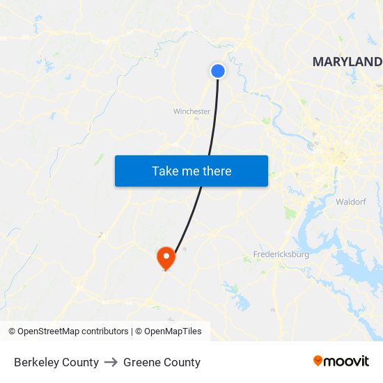 Berkeley County to Greene County map