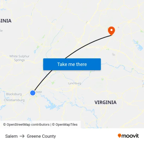 Salem to Greene County map