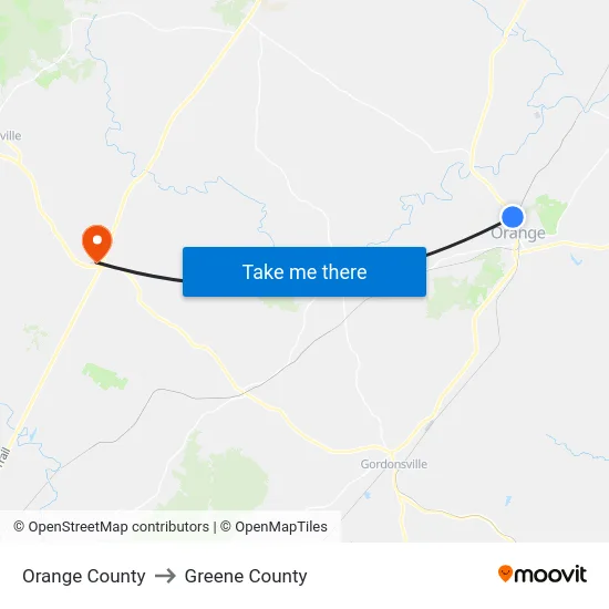 Orange County to Greene County map
