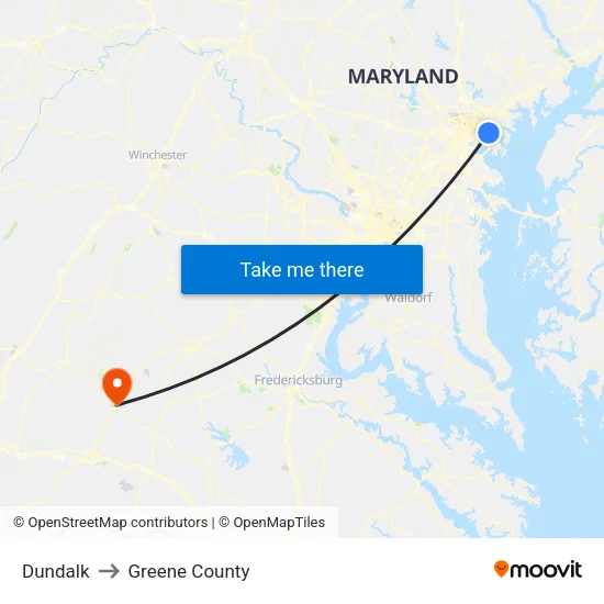 Dundalk to Greene County map
