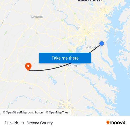 Dunkirk to Greene County map