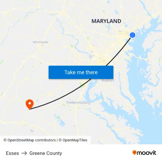 Essex to Greene County map