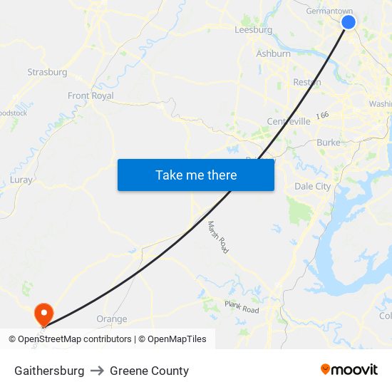 Gaithersburg to Greene County map