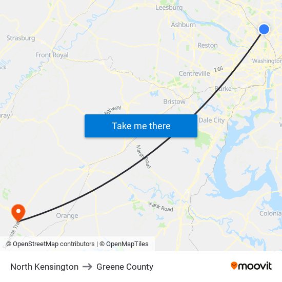 North Kensington to Greene County map