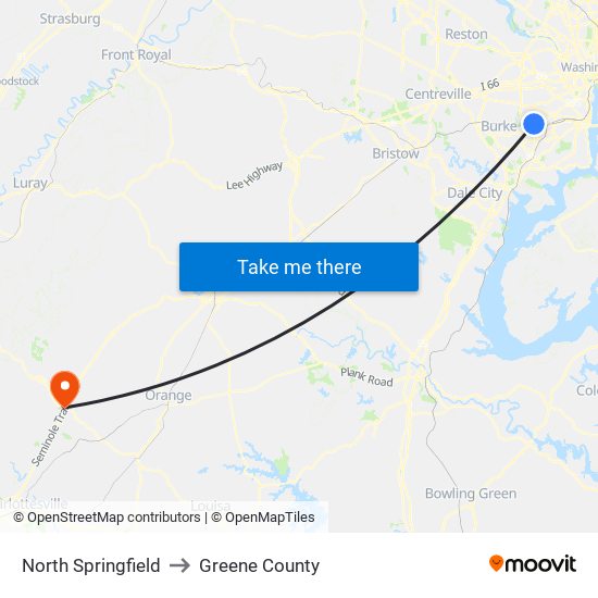 North Springfield to Greene County map