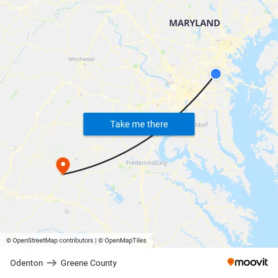 Odenton to Greene County map
