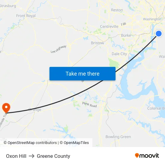 Oxon Hill to Greene County map