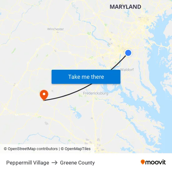 Peppermill Village to Greene County map