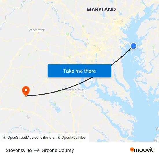 Stevensville to Greene County map