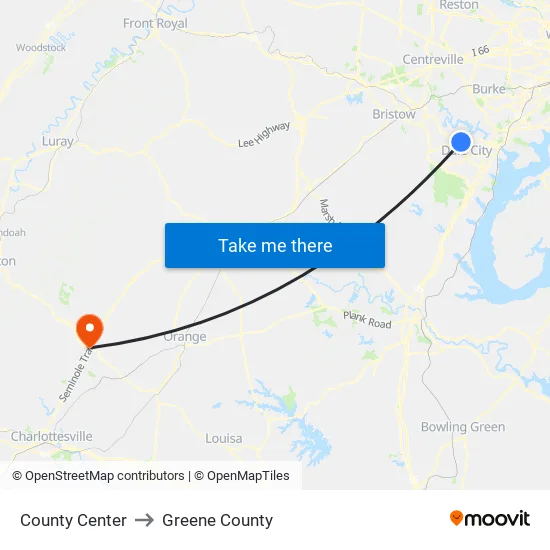 County Center to Greene County map
