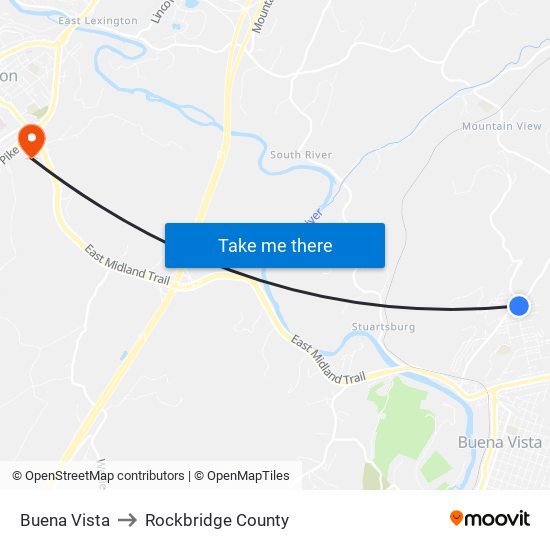 Buena Vista to Rockbridge County map