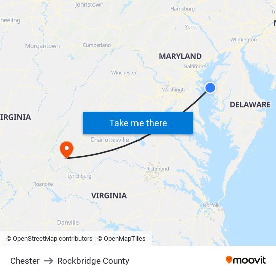 Chester to Rockbridge County map