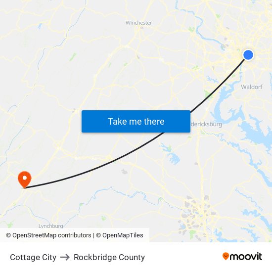 Cottage City to Rockbridge County map