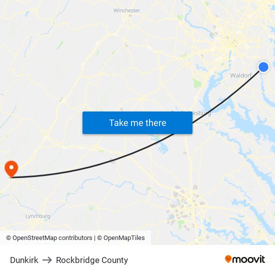 Dunkirk to Rockbridge County map