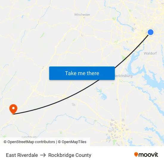 East Riverdale to Rockbridge County map