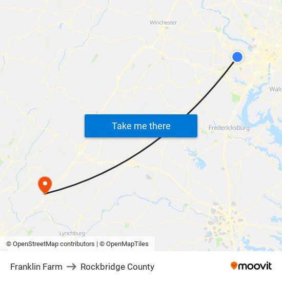 Franklin Farm to Rockbridge County map