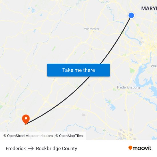 Frederick to Rockbridge County map