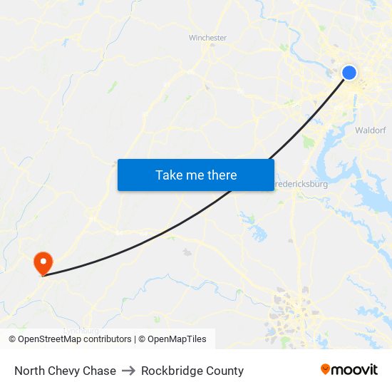 North Chevy Chase to Rockbridge County map