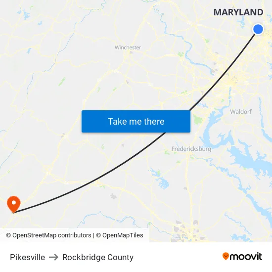 Pikesville to Rockbridge County map