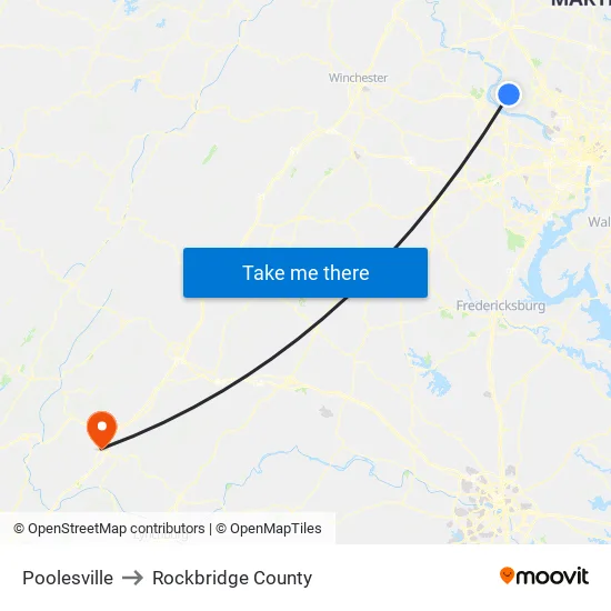 Poolesville to Rockbridge County map