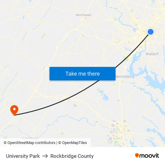 University Park to Rockbridge County map