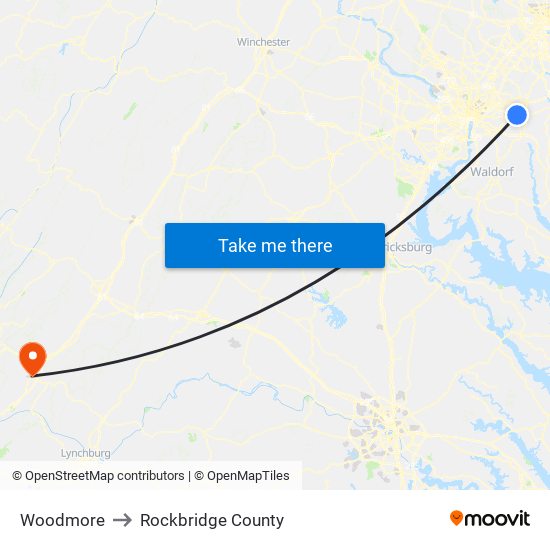 Woodmore to Rockbridge County map