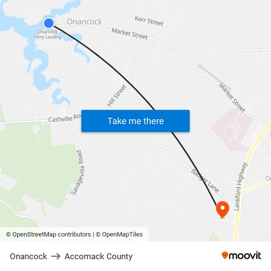 Onancock to Accomack County map