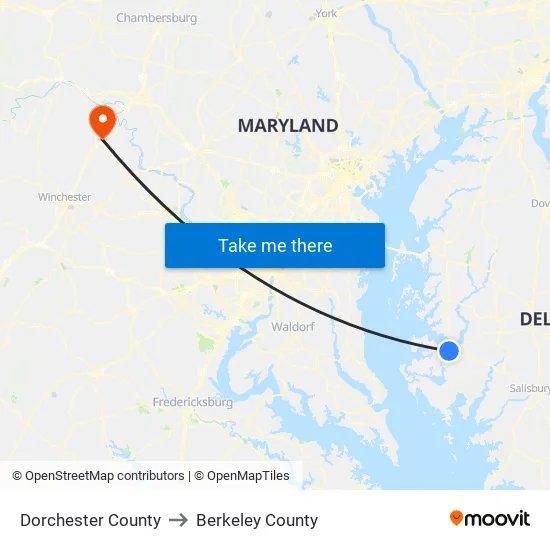 Dorchester County to Berkeley County map