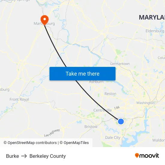 Burke to Berkeley County map