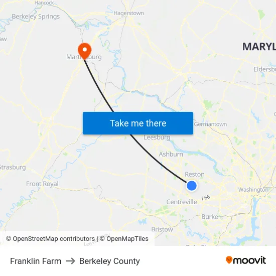 Franklin Farm to Berkeley County map