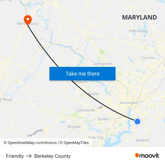 Friendly to Berkeley County map