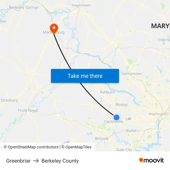 Greenbriar to Berkeley County map