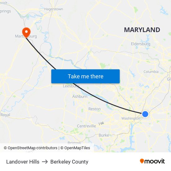 Landover Hills to Berkeley County map