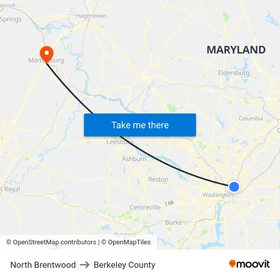 North Brentwood to Berkeley County map