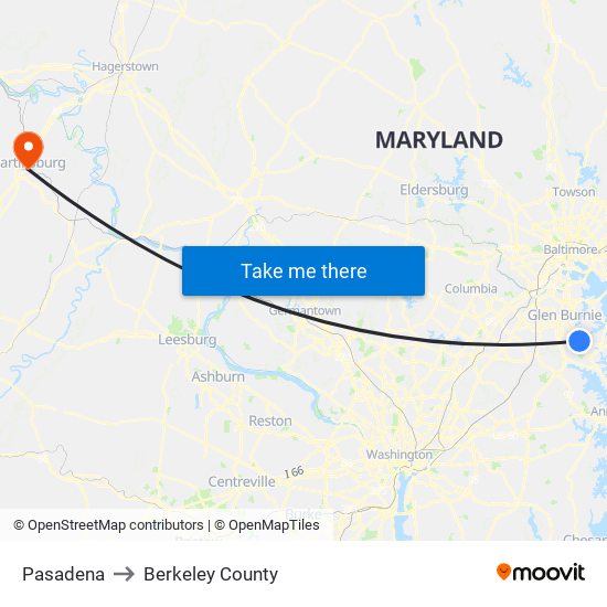 Pasadena to Berkeley County map