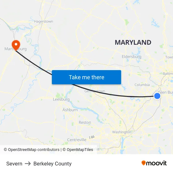 Severn to Berkeley County map