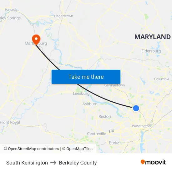 South Kensington to Berkeley County map