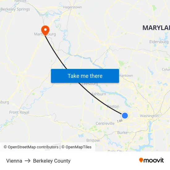 Vienna to Berkeley County map
