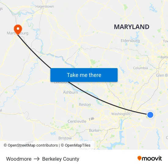 Woodmore to Berkeley County map