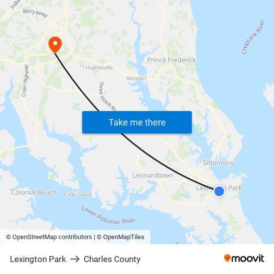 Lexington Park to Charles County map