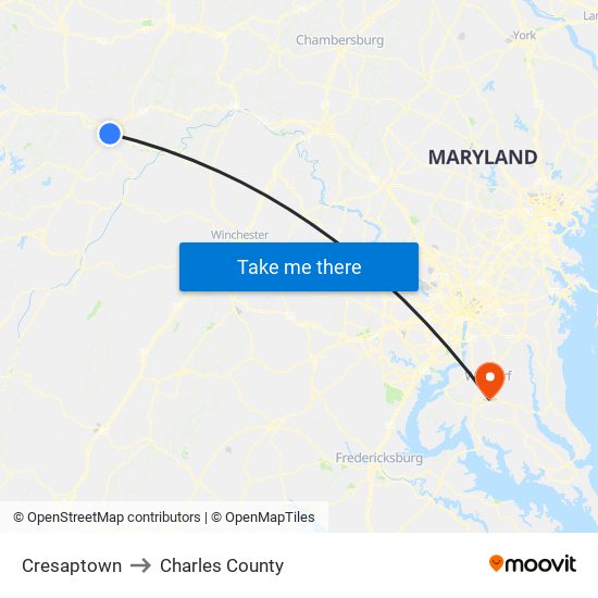 Cresaptown to Charles County map