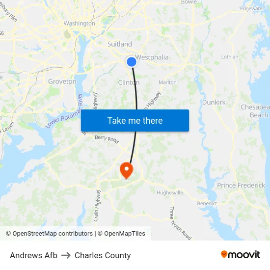 Andrews Afb to Charles County map