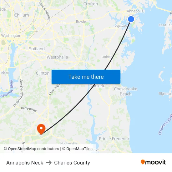 Annapolis Neck to Charles County map