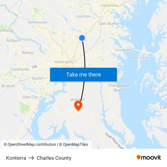 Konterra to Charles County map